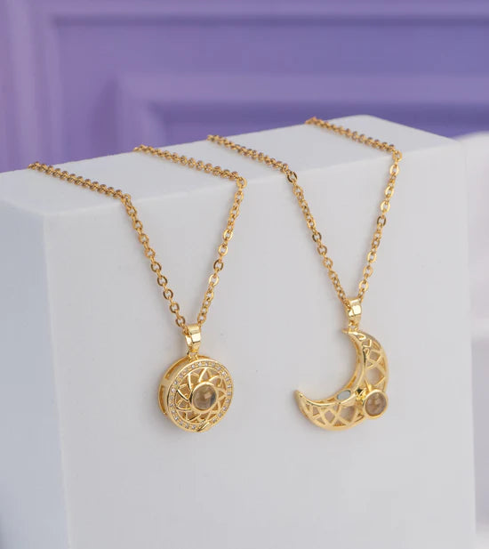 NUEVO Collar CRYSTAL (Sol y Luna) + Proyección  "TE AMO" en 100 Idiomas